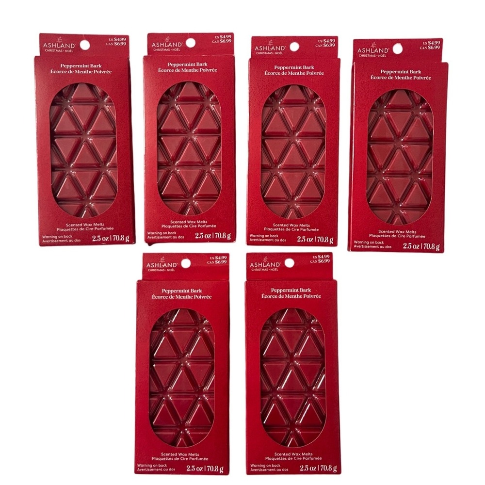 NEW Ashland Peppermint Bark Scented Wax Melts Christmas 2.5oz 6 Pack Lot Red